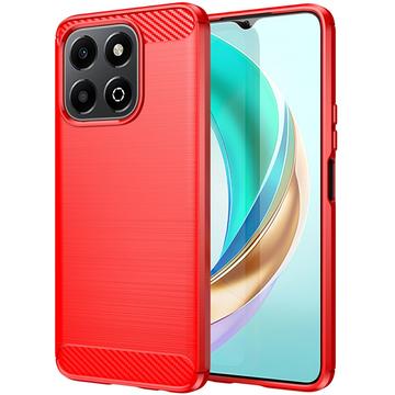 Honor X6b Brushed TPU Case - Carbon Fiber - Red