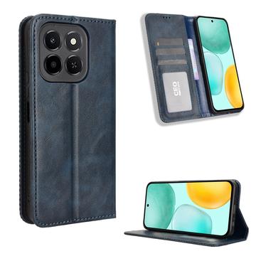 Honor X6c Retro Wallet Case with Magnetic Closure - Blue