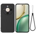 Honor X70/X9d/Magic8 Lite Liquid Silicone Case with Hand Strap - Black