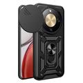 Honor X70/X9d/Magic8 Lite Rotary Ring Hybrid Case with Camera Shield - Black