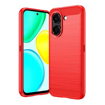 Honor X7e Brushed TPU Case - Carbon Fiber - Red