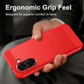 Honor X7e Brushed TPU Case - Carbon Fiber - Red