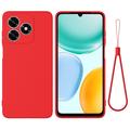 Honor X8d Liquid Silicone Case with Hand Strap - Red
