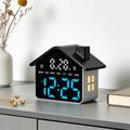 House-Shaped Multifunction LED Digital Alarm Clock - Black