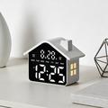 House-Shaped Multifunction LED Digital Alarm Clock - Cloth Texture - Grey