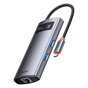 Hub 4in1 Baseus Metal Gleam Series WKWG070113, USB-C to 3x USB 3.0 + Ethernet RJ45
