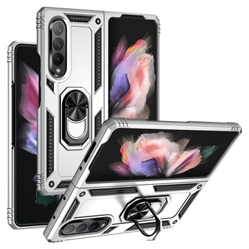 Samsung Galaxy Z Fold3 5G Hybrid Case with Metal Kickstand - Silver