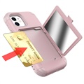 iPhone 12 Mini Hybrid Case with Hidden Mirror & Card Slot - Pink