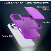 iPhone 17 Pro Hybrid Case with Hidden Mirror & Card Slot - Purple
