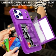 iPhone 17 Pro Hybrid Case with Hidden Mirror & Card Slot - Purple