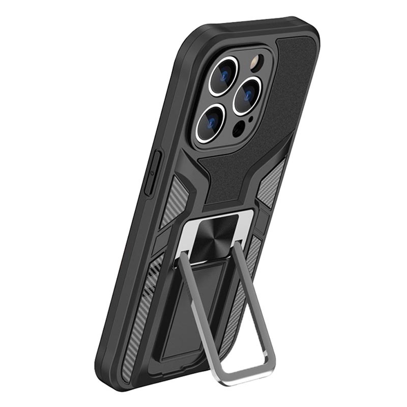 iPhone 14 Pro Hybrid Case with Metal Kickstand Black