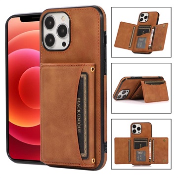 iPhone 14 Pro Hybrid Case with Wallet - Brown