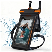 IPX8 Waterproof Floating Phone Case with Dual Storage Compartments - 7.5" - Black