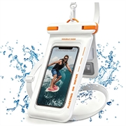 IPX8 Waterproof Floating Phone Case with Dual Storage Compartments - 7.5" - White