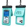 IPX8 Waterproof Floating Phone Case with Dual Storage Compartments - 7.5" - Cyan