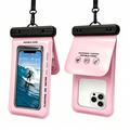 IPX8 Waterproof Floating Phone Case with Dual Storage Compartments - 7.5" - Pink