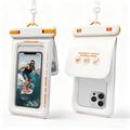 IPX8 Waterproof Floating Phone Case with Dual Storage Compartments - 7.5" - White