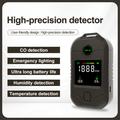JCX-18D Portable 4-in-1 CO Detector - Temperature, Humidity, TVOC Monitor, Flashlight - Grey