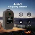 JCX-18D Portable 4-in-1 CO Detector - Temperature, Humidity, TVOC Monitor, Flashlight - Grey