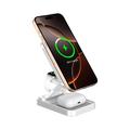JJT-C42 Qi2 3-in-1 Aluminium Alloy Foldable Magnetic Wireless Charger - 15W - Silver