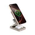JJT-C42 Qi2 3-in-1 Aluminium Alloy Foldable Magnetic Wireless Charger - 15W - Titanium