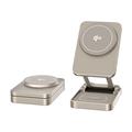 JJT-C42 Qi2 3-in-1 Aluminium Alloy Foldable Magnetic Wireless Charger - 15W - Titanium