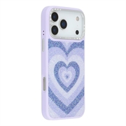 iPhone 17 Pro Max Jaucase Heart Pattern Magnetic Hybrid Case - Purple