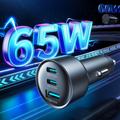 Joyroom JR-CCN19 65W 3-Port PD QC Car Charger - 2x USB-C, USB-A - Grey