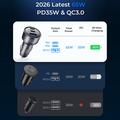 Joyroom JR-CCN19 65W 3-Port PD QC Car Charger - 2x USB-C, USB-A - Grey