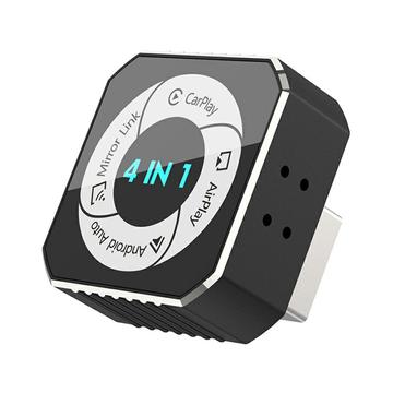 K6 Plus 4-in-1 Wireless CarPlay/Android Auto Adapter - AirPlay, Miracast - Black