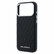 iPhone 18 Pro/17 Pro Karl Lagerfeld Grained Allover Logo Metal Elongated MagSafe Case