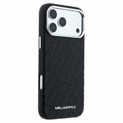 iPhone 18 Pro/17 Pro Karl Lagerfeld Grained Allover Logo Metal Elongated MagSafe Case
