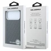 iPhone 18 Pro/17 Pro Karl Lagerfeld Grained Allover Logo Metal Elongated MagSafe Case