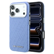 iPhone 18 Pro/17 Pro Karl Lagerfeld Grained Allover Logo Metal Elongated MagSafe Case - Blue