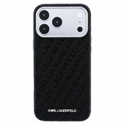 iPhone 18 Pro Max Karl Lagerfeld Grained Allover Logo Metal Elongated MagSafe Case - Black