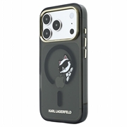 iPhone 18 Pro Karl Lagerfeld IML Choupette Peekaboo Logo Magnetic Case - Black
