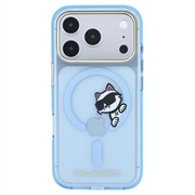 iPhone 18 Pro Karl Lagerfeld IML Choupette Peekaboo Logo Magnetic Case - Blue