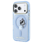 iPhone 18 Pro Karl Lagerfeld IML Choupette Peekaboo Logo Magnetic Case - Blue