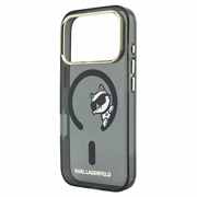 iPhone 18 Pro Max Karl Lagerfeld IML Choupette Peekaboo Logo Magnetic Case - Black
