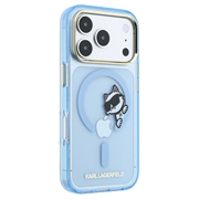 iPhone 18 Pro Max Karl Lagerfeld IML Choupette Peekaboo Logo Magnetic Case - Blue