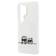 Samsung Galaxy S26 Ultra Karl Lagerfeld IML Karl&Choupette Peekaboo Logo Magnetic Case - White