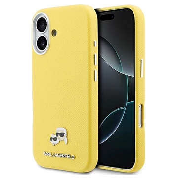 iPhone 17 Karl Lagerfeld Karl and Choupette Heads Pins Case - MagSafe Compatible - Yellow