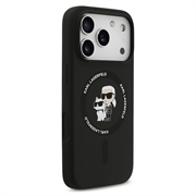 iPhone 18 Pro Karl Lagerfeld Karl and Choupette Liquid Silicone MagSafe Case - Black