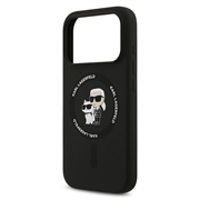 iPhone 18 Pro Max Karl Lagerfeld Karl and Choupette Liquid Silicone MagSafe Case - Black