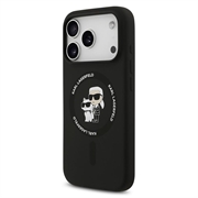 iPhone 18 Pro Max Karl Lagerfeld Karl and Choupette Liquid Silicone MagSafe Case - Black