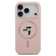 iPhone 18 Pro Max Karl Lagerfeld Karl and Choupette Liquid Silicone MagSafe Case - Pink