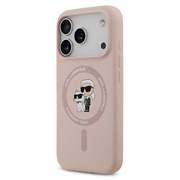 iPhone 18 Pro Max Karl Lagerfeld Karl and Choupette Liquid Silicone MagSafe Case - Pink
