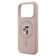 iPhone 18 Pro Karl Lagerfeld Karl and Choupette Liquid Silicone MagSafe Case - Pink