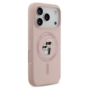 iPhone 18 Pro Karl Lagerfeld Karl and Choupette Liquid Silicone MagSafe Case - Pink