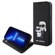 iPhone 15 Karl Lagerfeld Saffiano Karl & Choupette NFT Book Case - Black